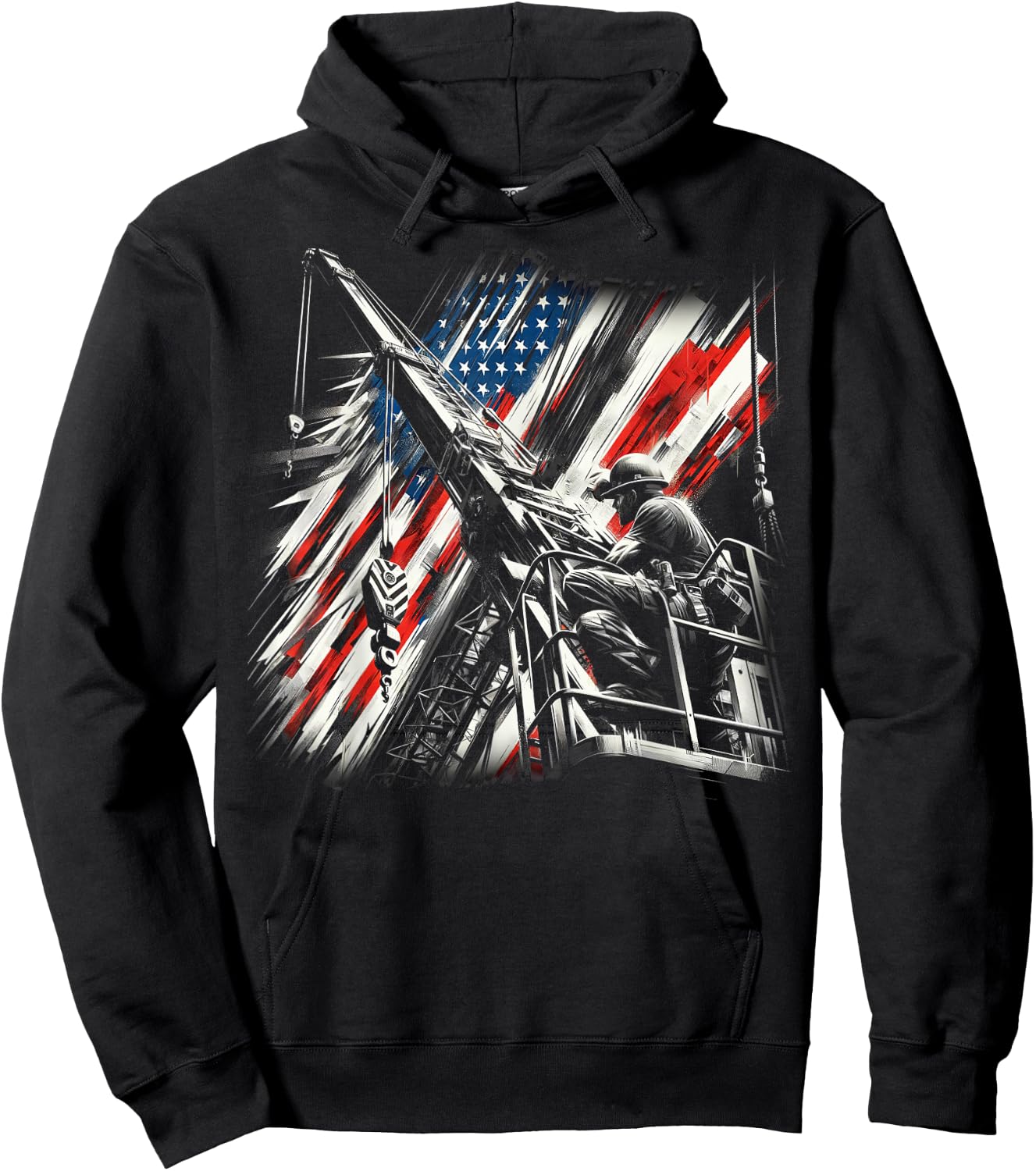 crane operator American Flag, crane operator Hoodie - Hoodie | Black