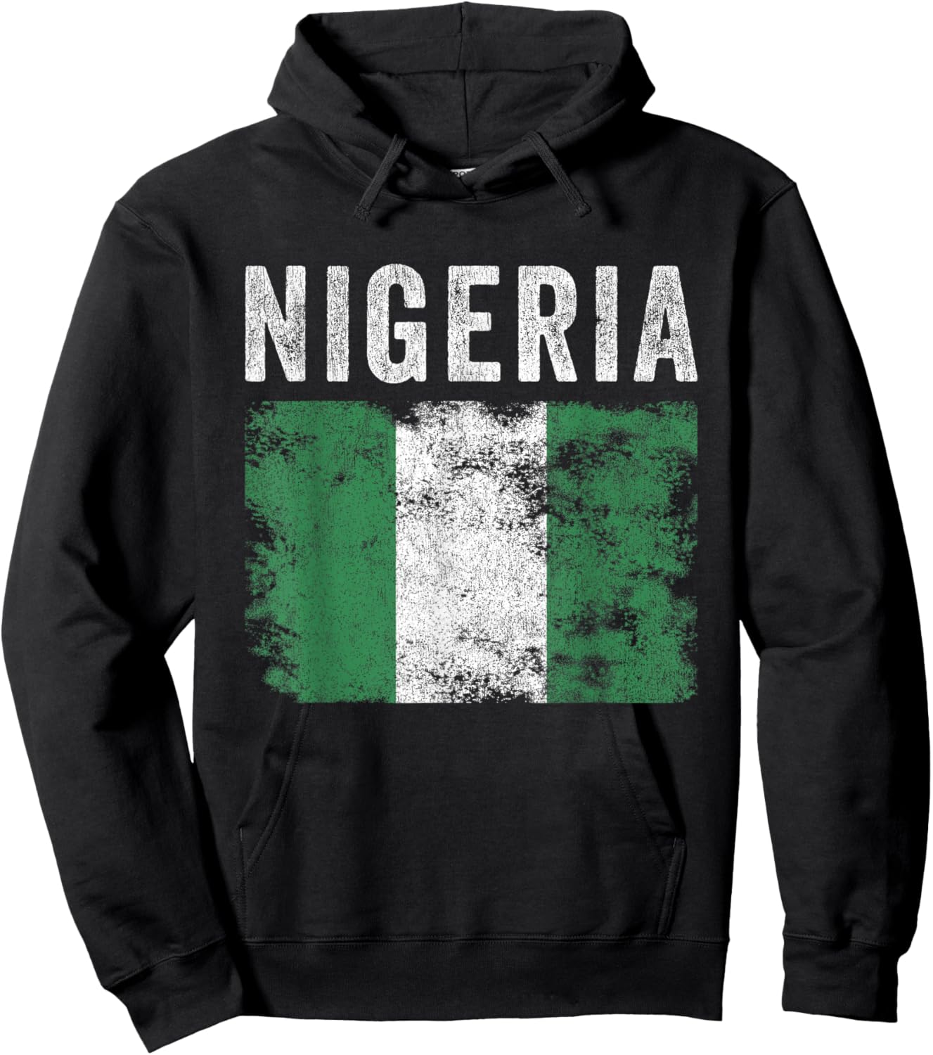 Nigeria Flag Distressed - Men Women Kids - Nigerian Flag Hoodie - Hoodie | Black