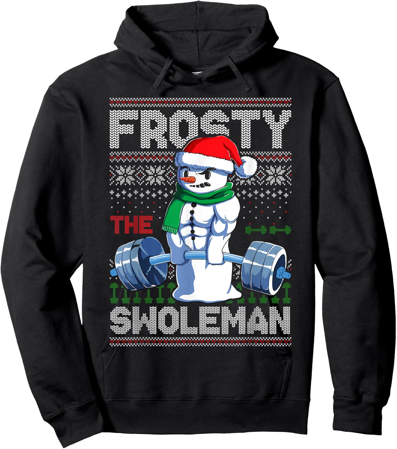 Frosty The Swoleman Ugly Christmas Sweater Funny Snowman Gym Hoodie - Hoodie | Black