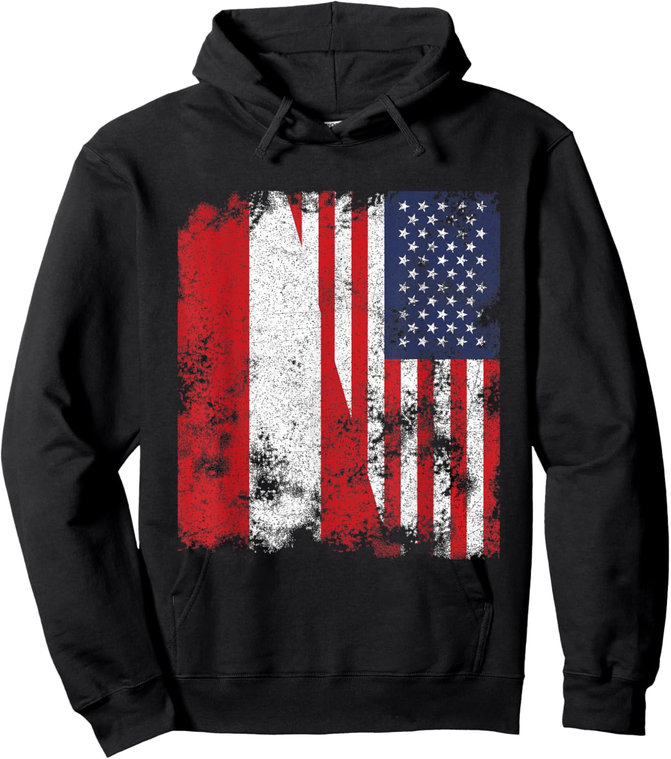 Austria USA Flag Distressed - Half American Kids Men Hoodie - Hoodie | Black