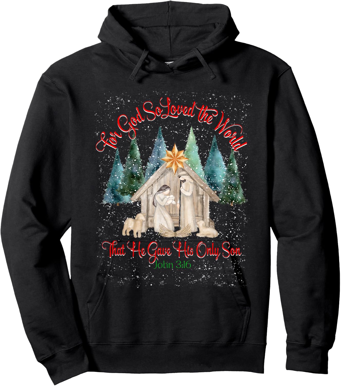 For God So Loved The World John 3:16 Christmas Nativity Hoodie - Hoodie | Black