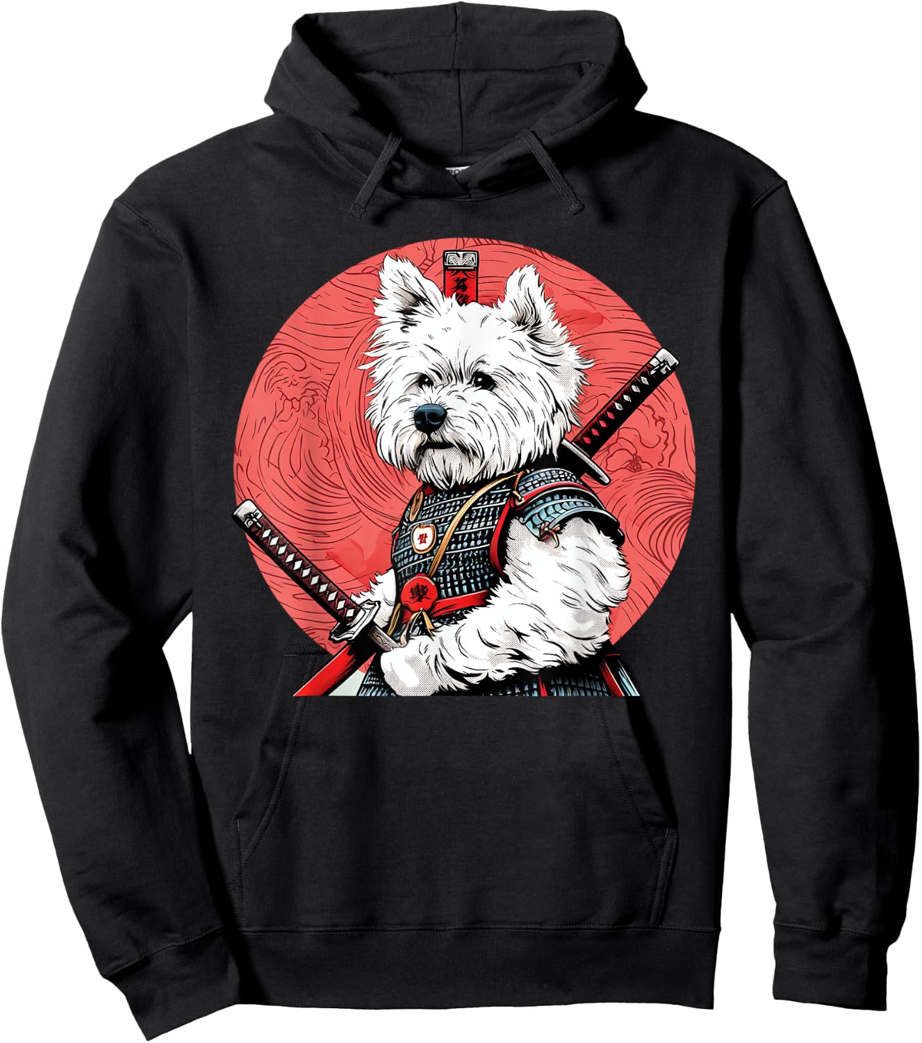 West Highland White Terrier Samurai Funny Dog Warrior Men Women Kids Hoodie - Hoodie | Black