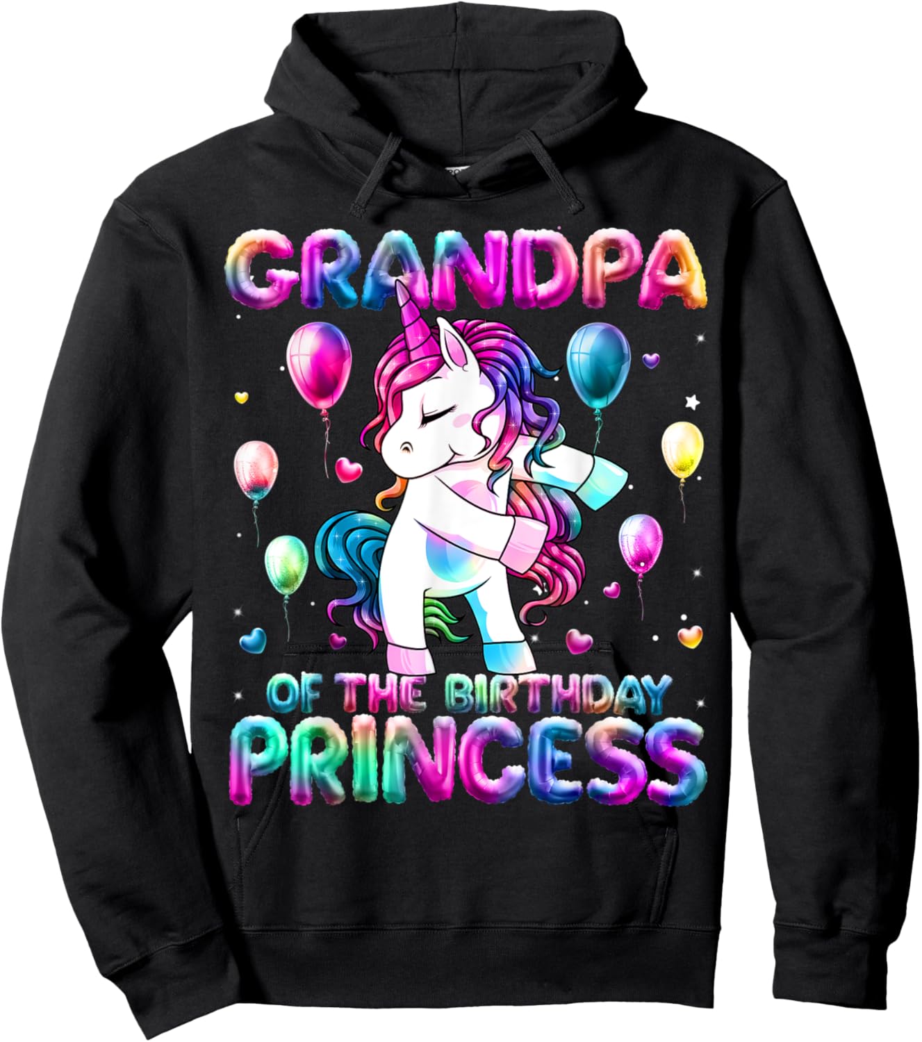 Grandpa of the Birthday Princess Girl Flossing Unicorn Papa Hoodie - Hoodie | Black