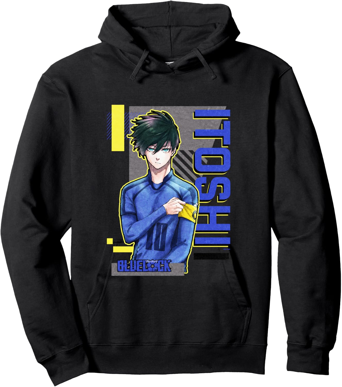 Blue Lock Rin Itoshi The Captain Big Chest Neon Portrait Hoodie - Hoodie | Black