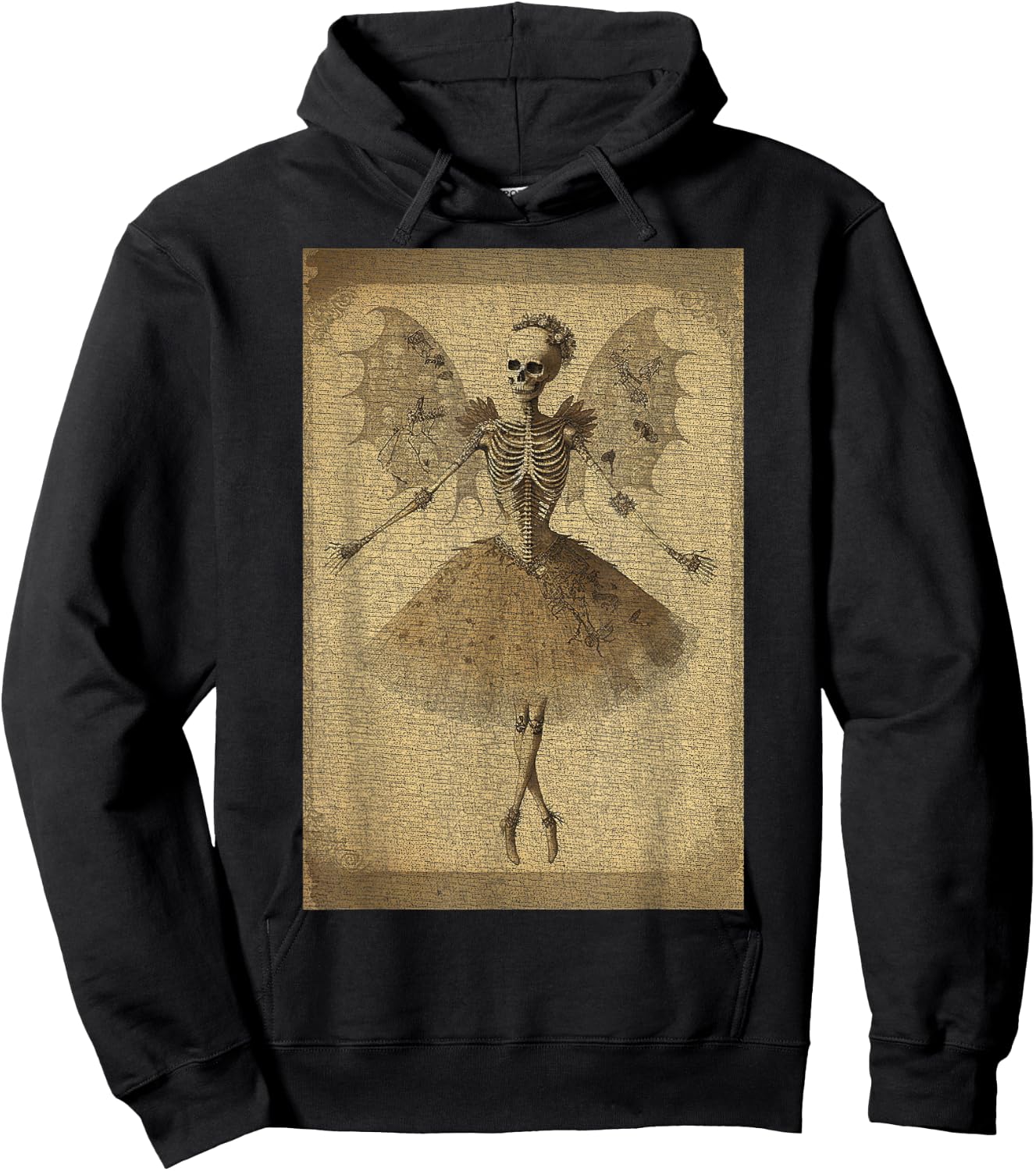Fairy Grunge Fairycore Clothing Fairy Grunge Gothic Skeleton Butterfly Wings Gothic Hoodie - Hoodie | Black