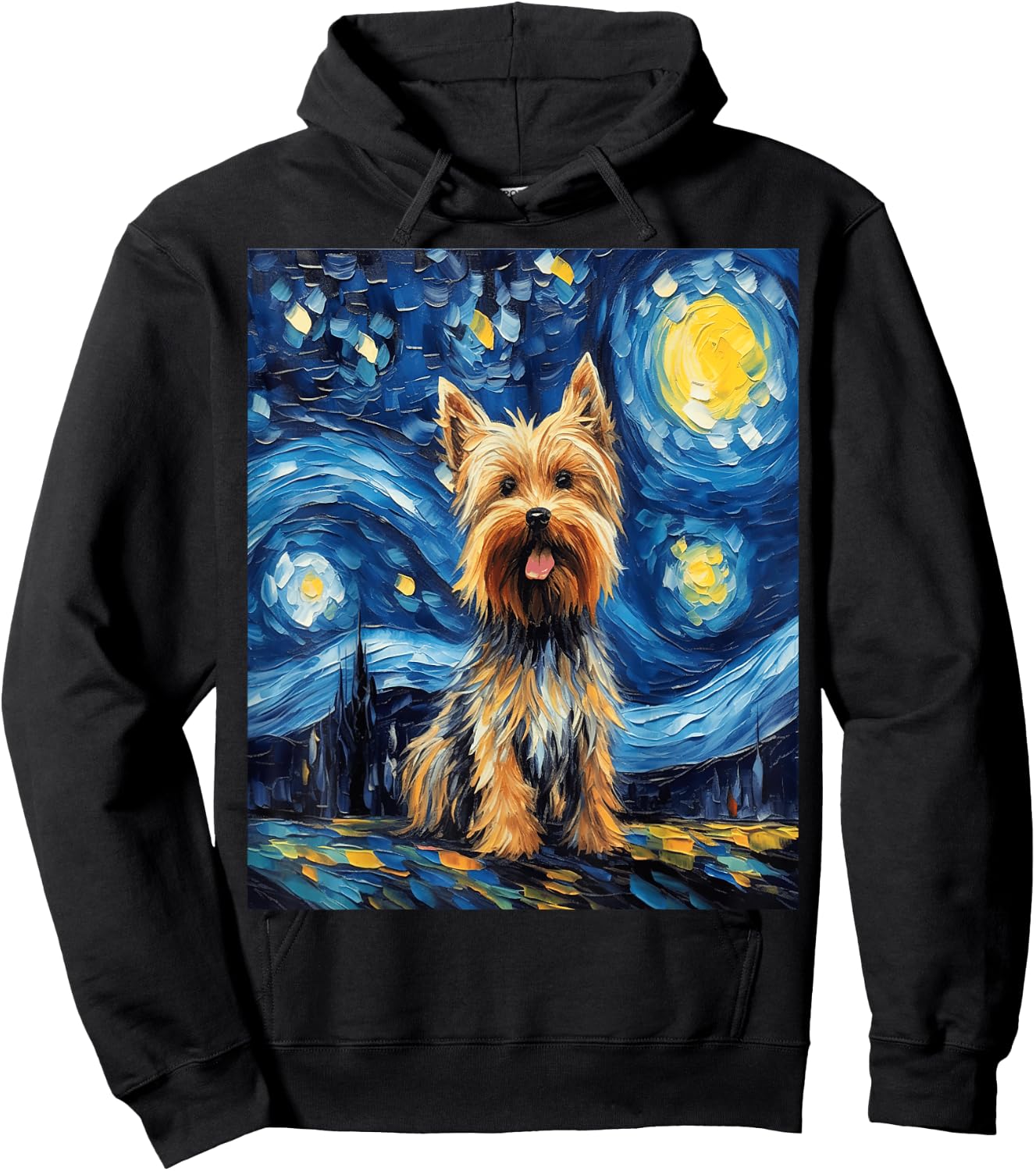 Funny dog art painting dog Lover Starry Night dog Van Gogh Hoodie - Hoodie | Black