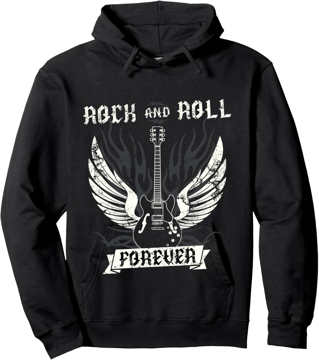 Guitar Wings 70s Vintage Retro 80s Rock & Roll Music Hoodie - Hoodie | Black