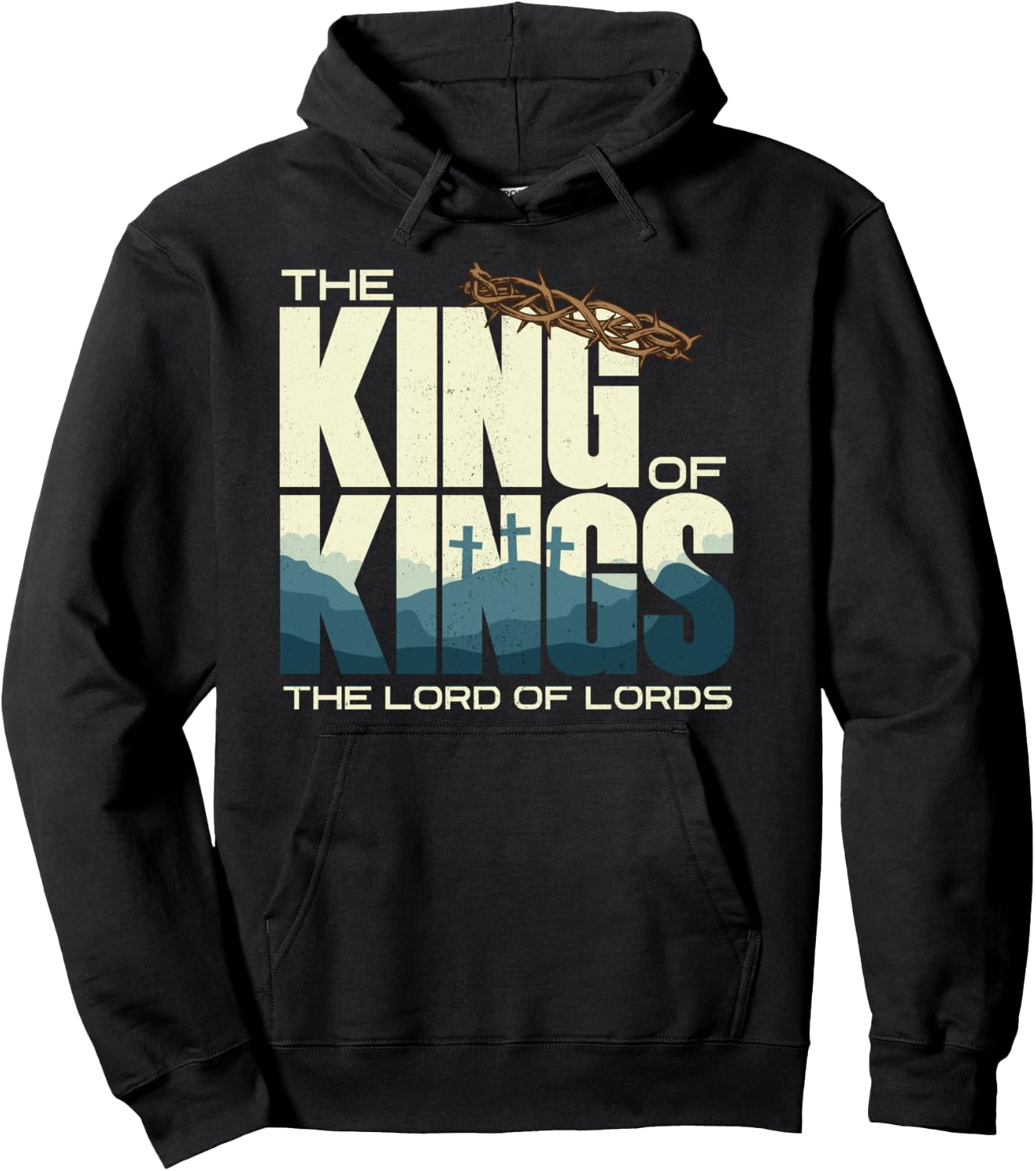 Jesus is the King of Kings Crucifixion Cross Crown Gospel Hoodie - Hoodie | Black