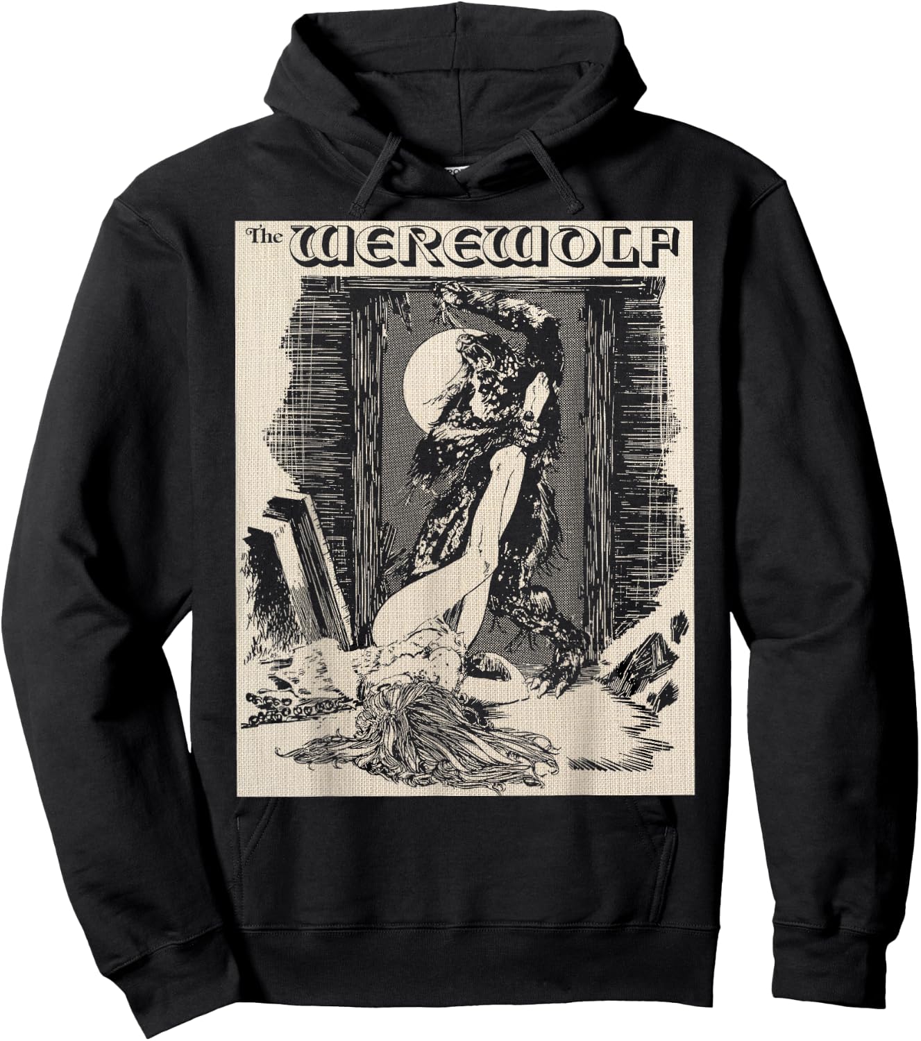 Man Wolf Werewolf Monster Horror Art Sexy Blonde Pin Up Girl Hoodie - Hoodie | Black