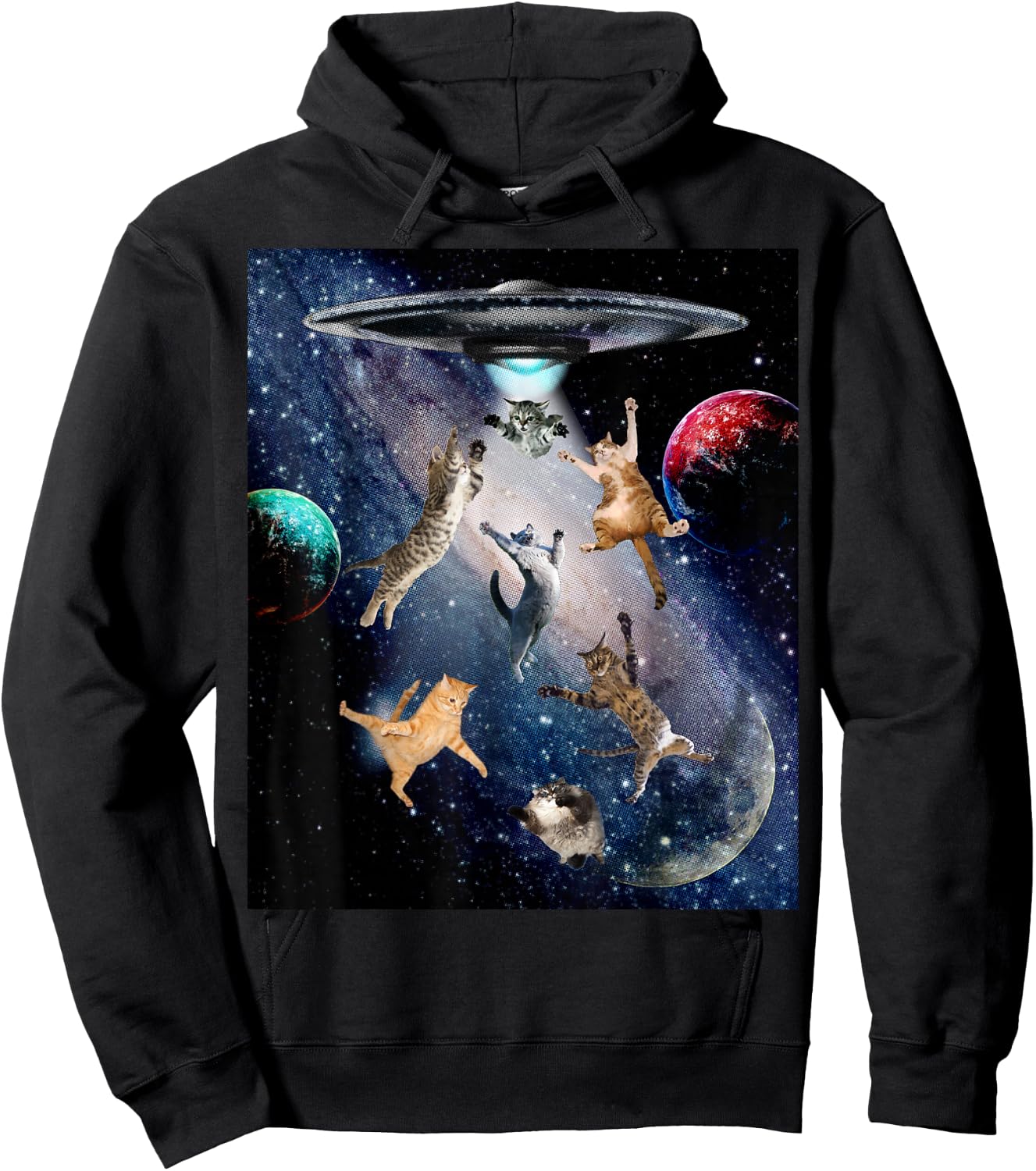 UFO Cats for Adults Galaxy Cats Cute Cat Lover Hoodie - Hoodie | Black