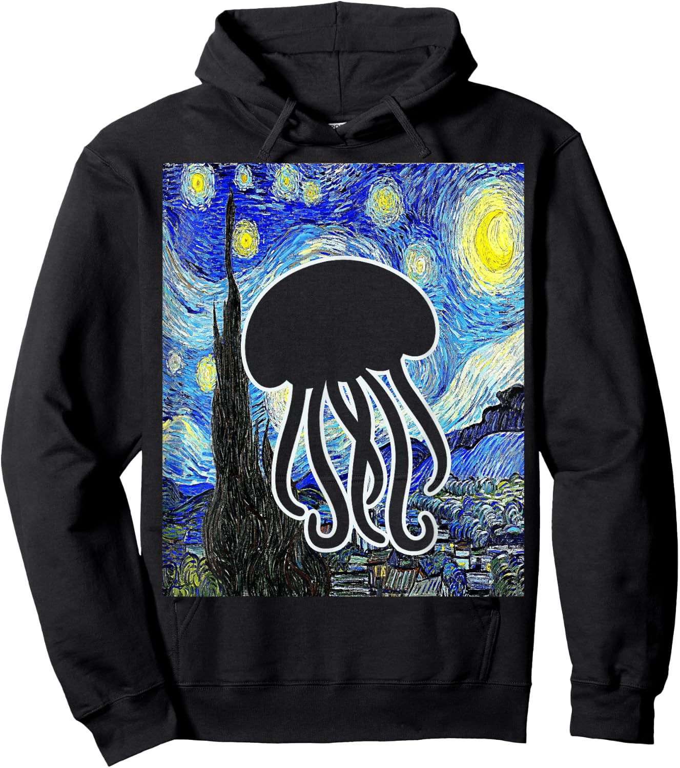 Jellyfish Starry Night Van Gogh Oceanology Jellyfish Lover Hoodie - Hoodie | Black