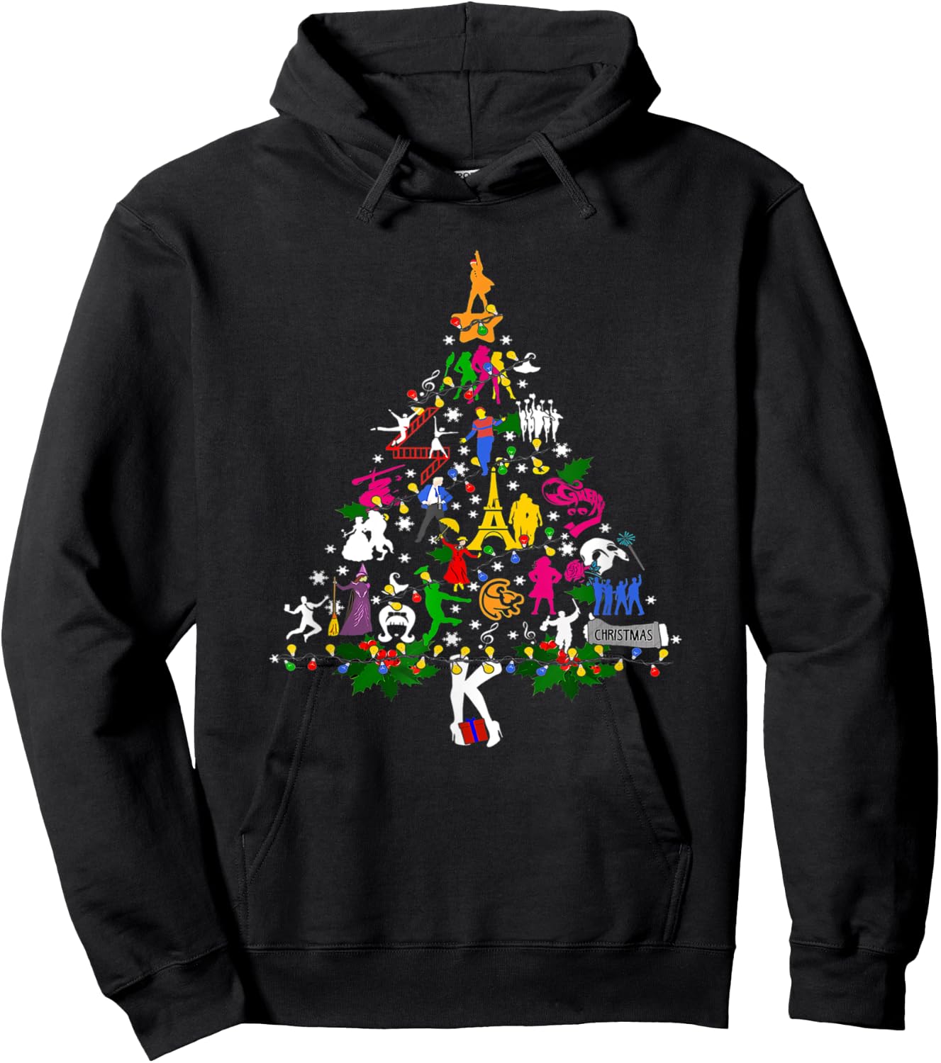 Broadway Musical Theatre Christmas Tree Funny Xmas Hoodie - Hoodie | Black