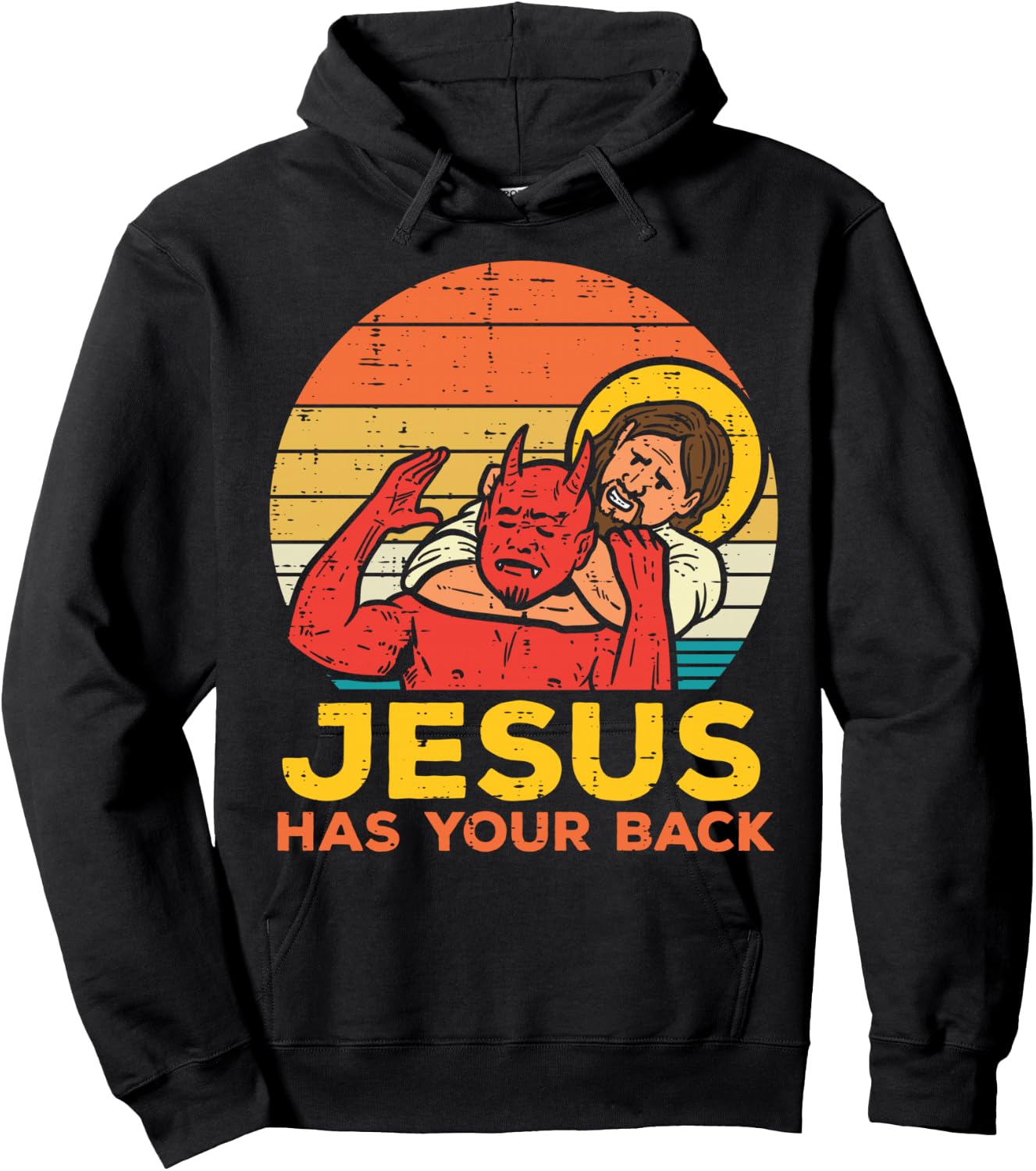Jesus Has Your Back Jiu Jitsu Retro Christian Men Women Kids Hoodie - Hoodie | Black