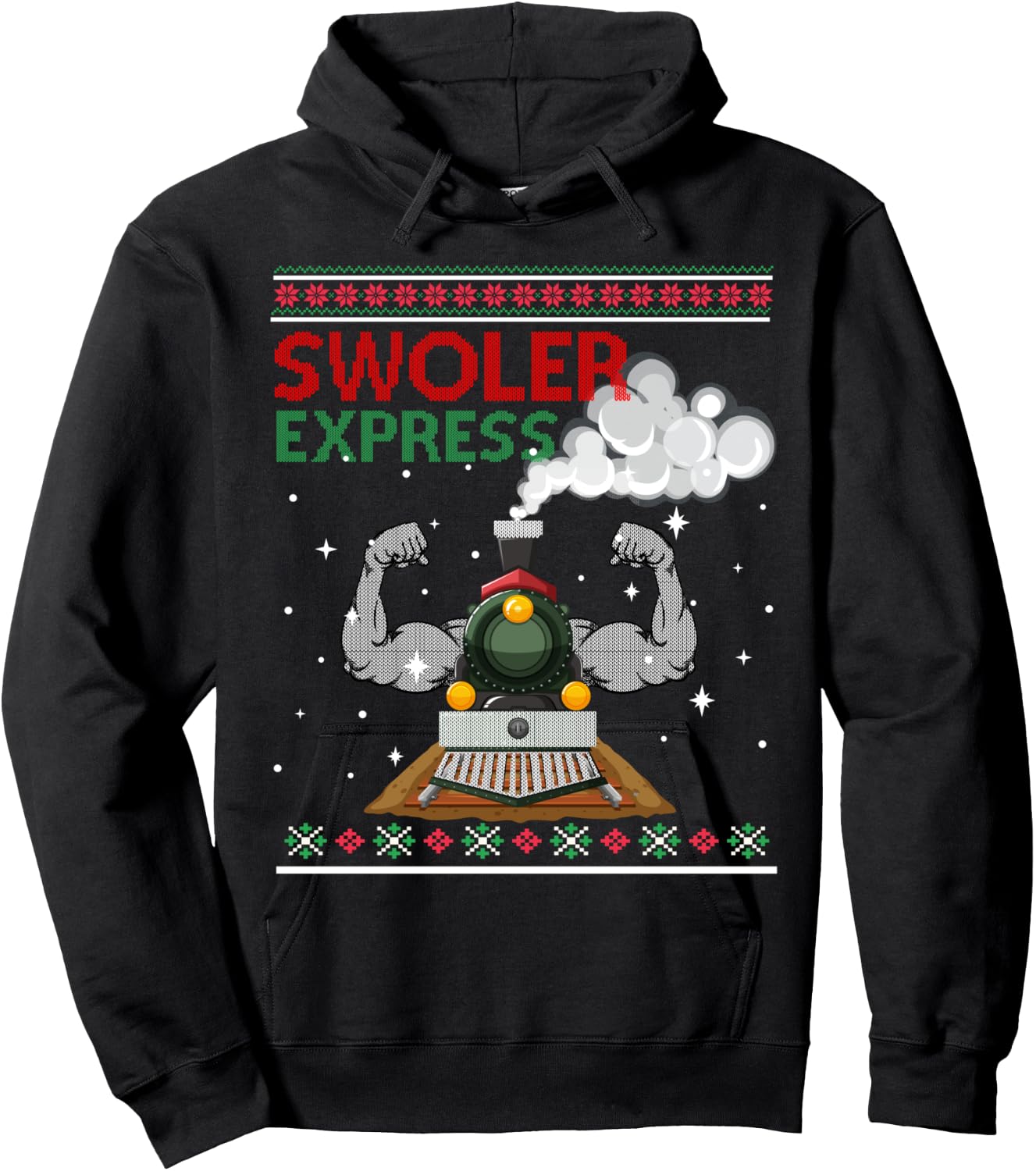 Swoler Express Ugly Christmas Season Train Hoodie - Hoodie | Black