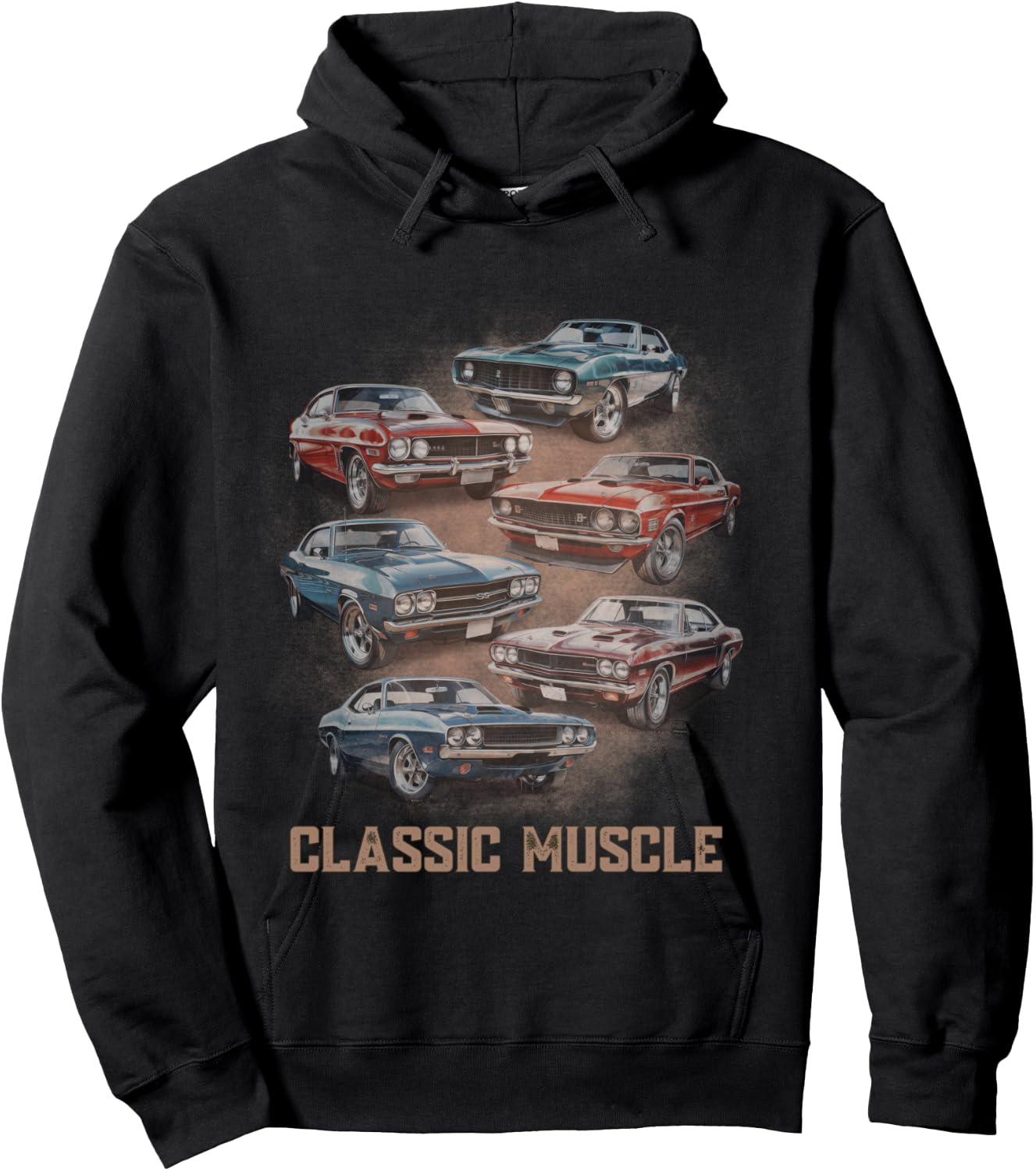 American Car Classic Muscle Car Vintage Novelty Retro Design Hoodie - Hoodie | Black