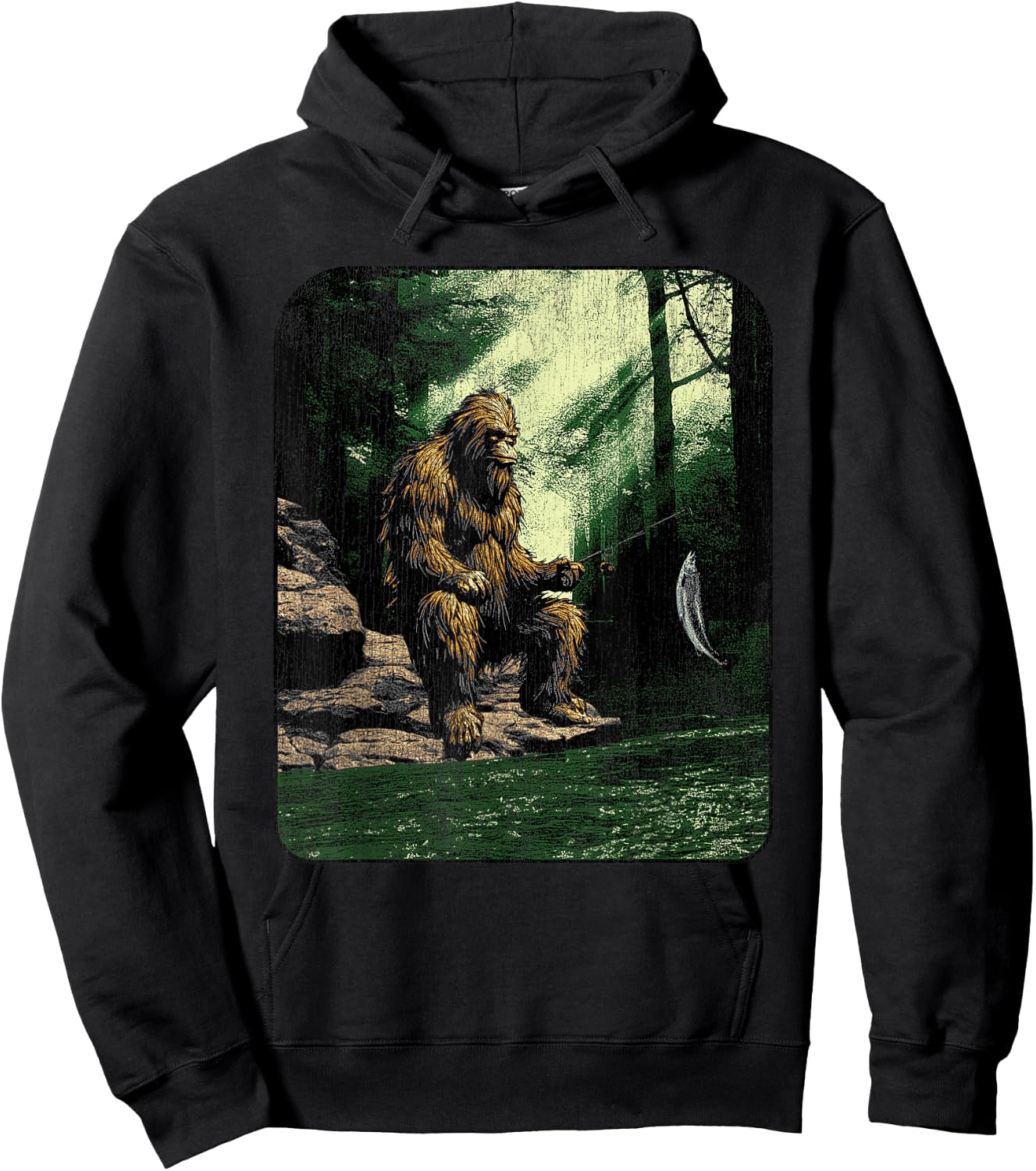 Big foot fishing, cool fishing fisher men Hoodie - Hoodie | Black