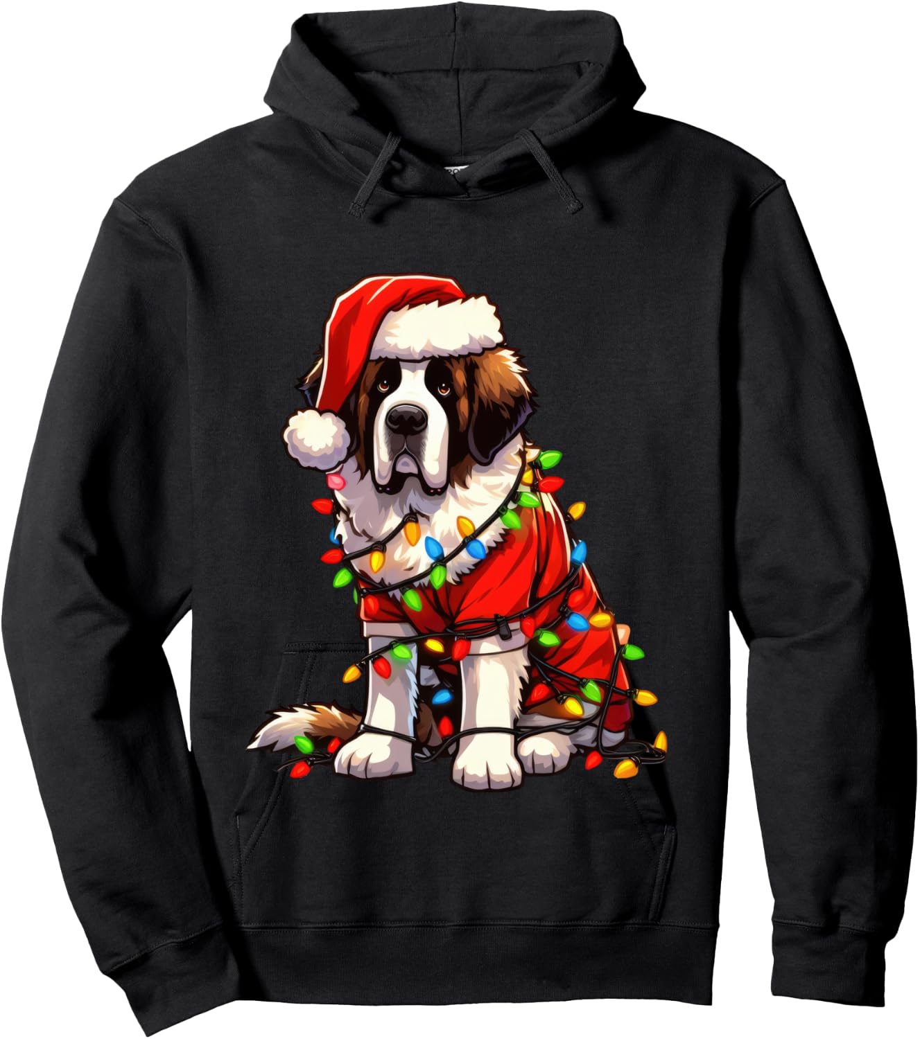 Saint Bernard Christmas Costume For Lover Dog Hoodie - Hoodie | Black