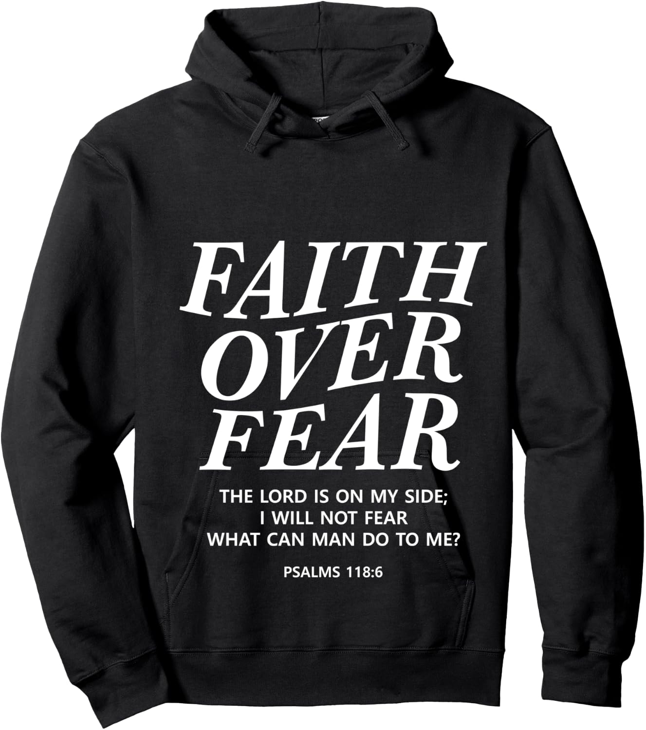 Faith Over Fear Bible Verse Christian Back Print Men Women Hoodie - Hoodie | Black