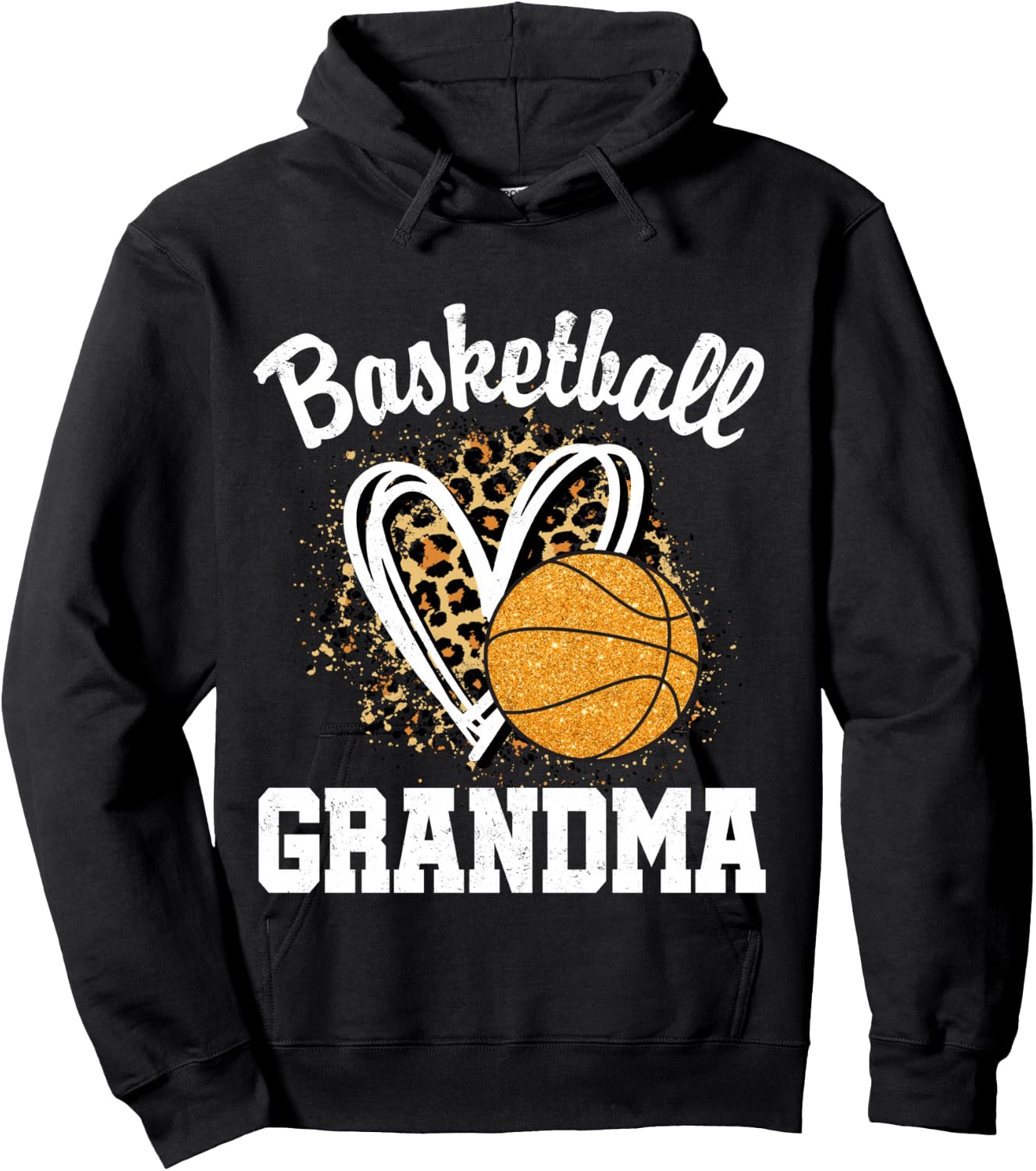 Basketball Grandma Leopard Heart Hoodie - Hoodie | Black
