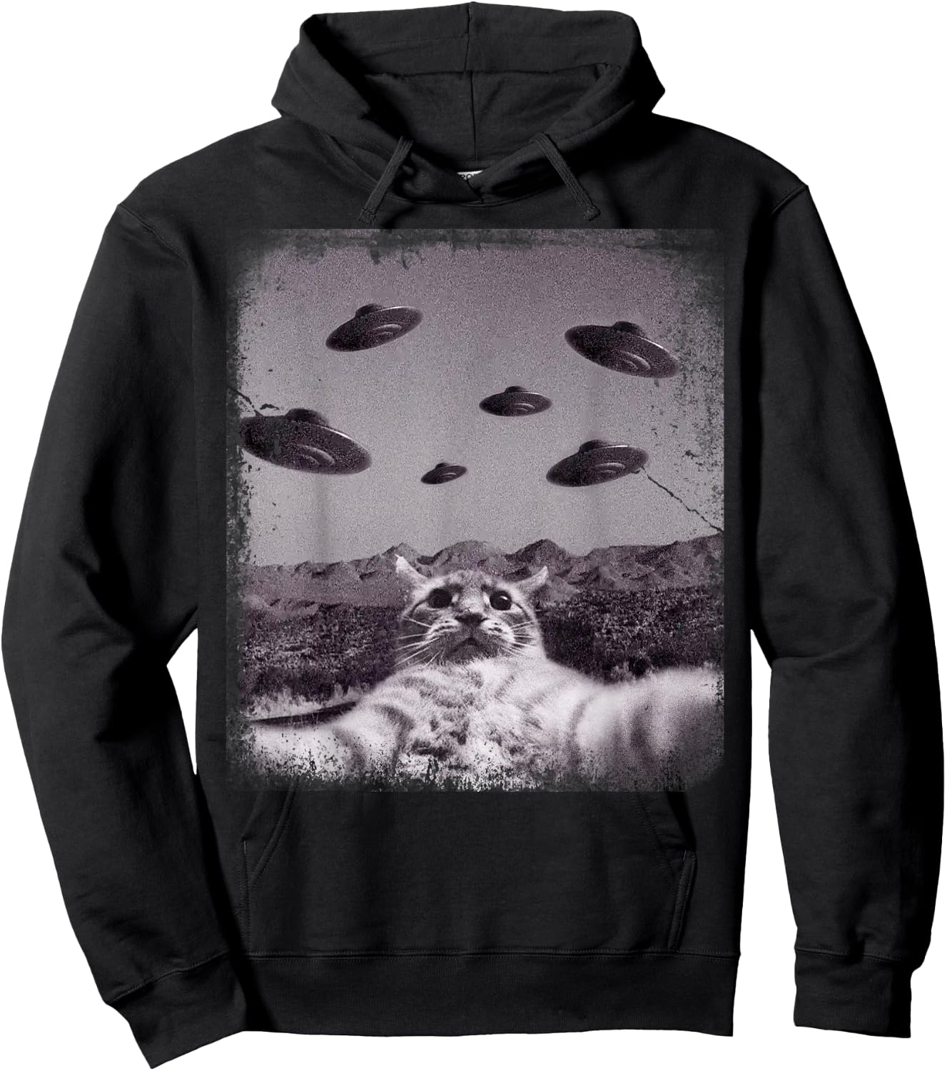 Alien UFO Cat Meme Women Kids Hoodie - Hoodie | Black