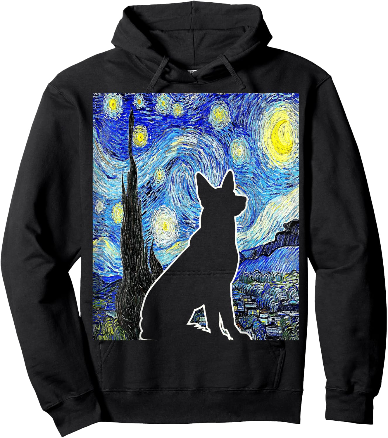 Dog Starry Night Van Gogh Funny Dog Lover Hoodie - Hoodie | Black