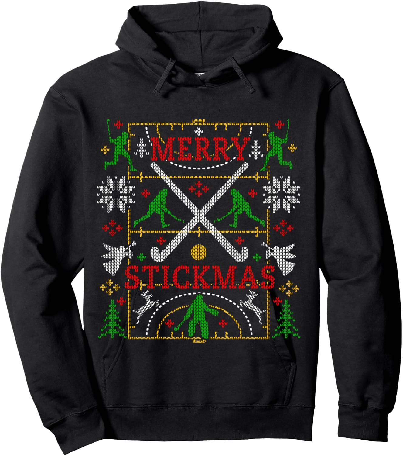 Funny Field Hockey Ugly Christmas Sweater Party Xmas Gifts Hoodie - Hoodie | Black