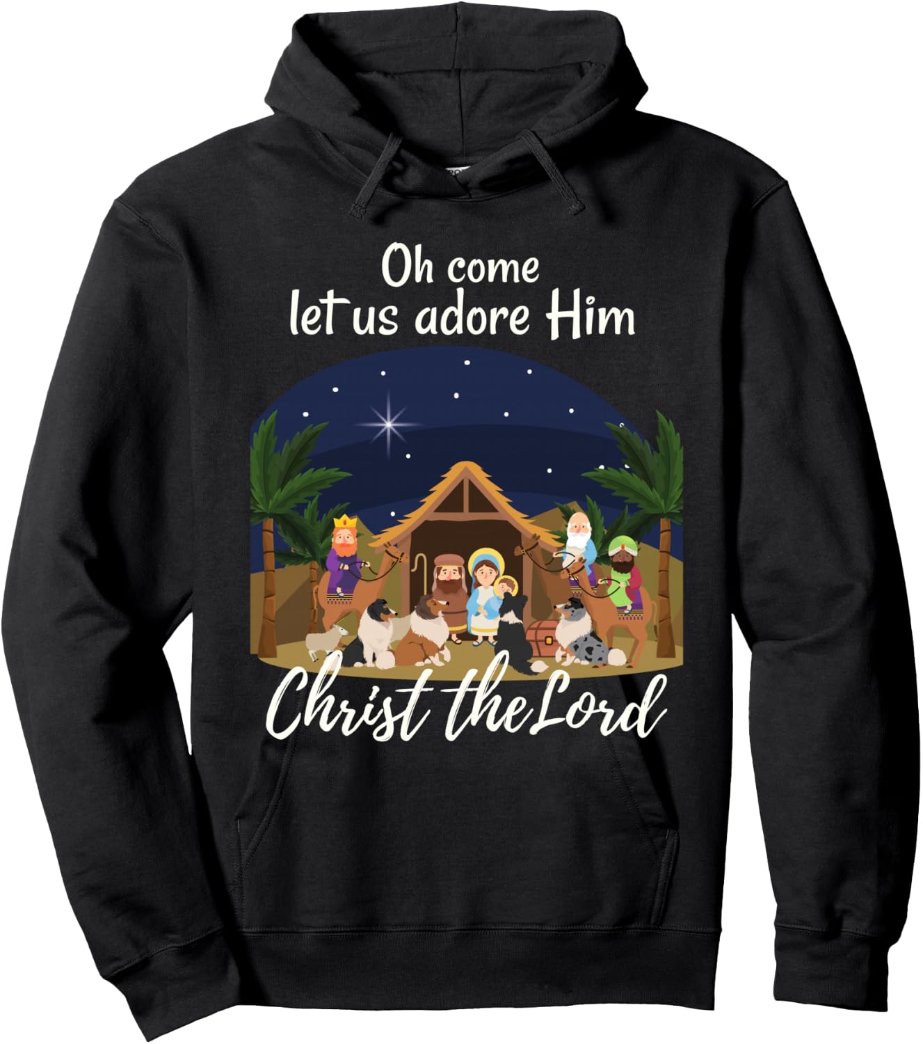 Sheltie Christmas Adorable Nativity with Shelties Hoodie - Hoodie | Black