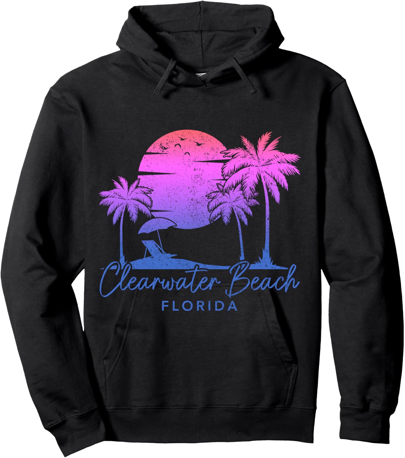 Clearwater Beach Florida FL Surfer Vintage Sunset Hoodie - Hoodie | Black
