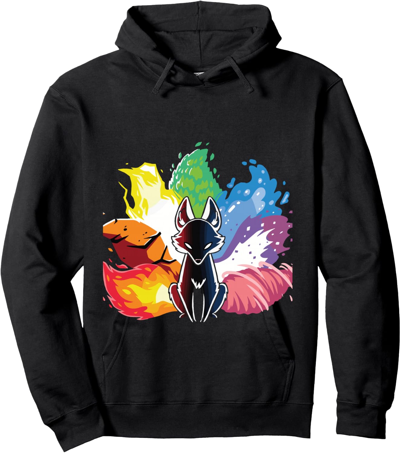 Kitsune Nine Tail Rainbow Fox Hoodie - Hoodie | Black