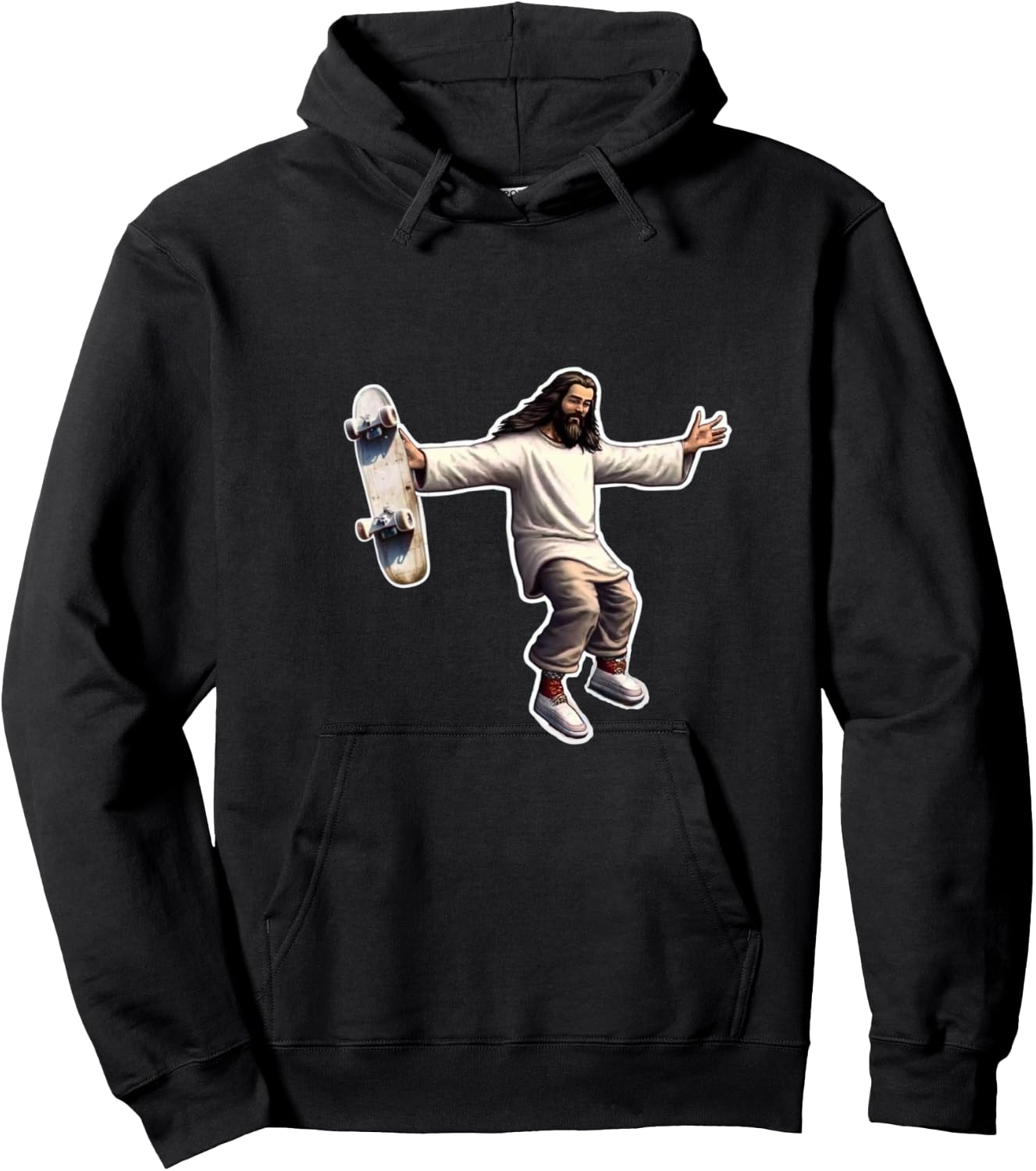 Steezus Christ Shredding Skateboard Trending Meme Hoodie - Hoodie | Black