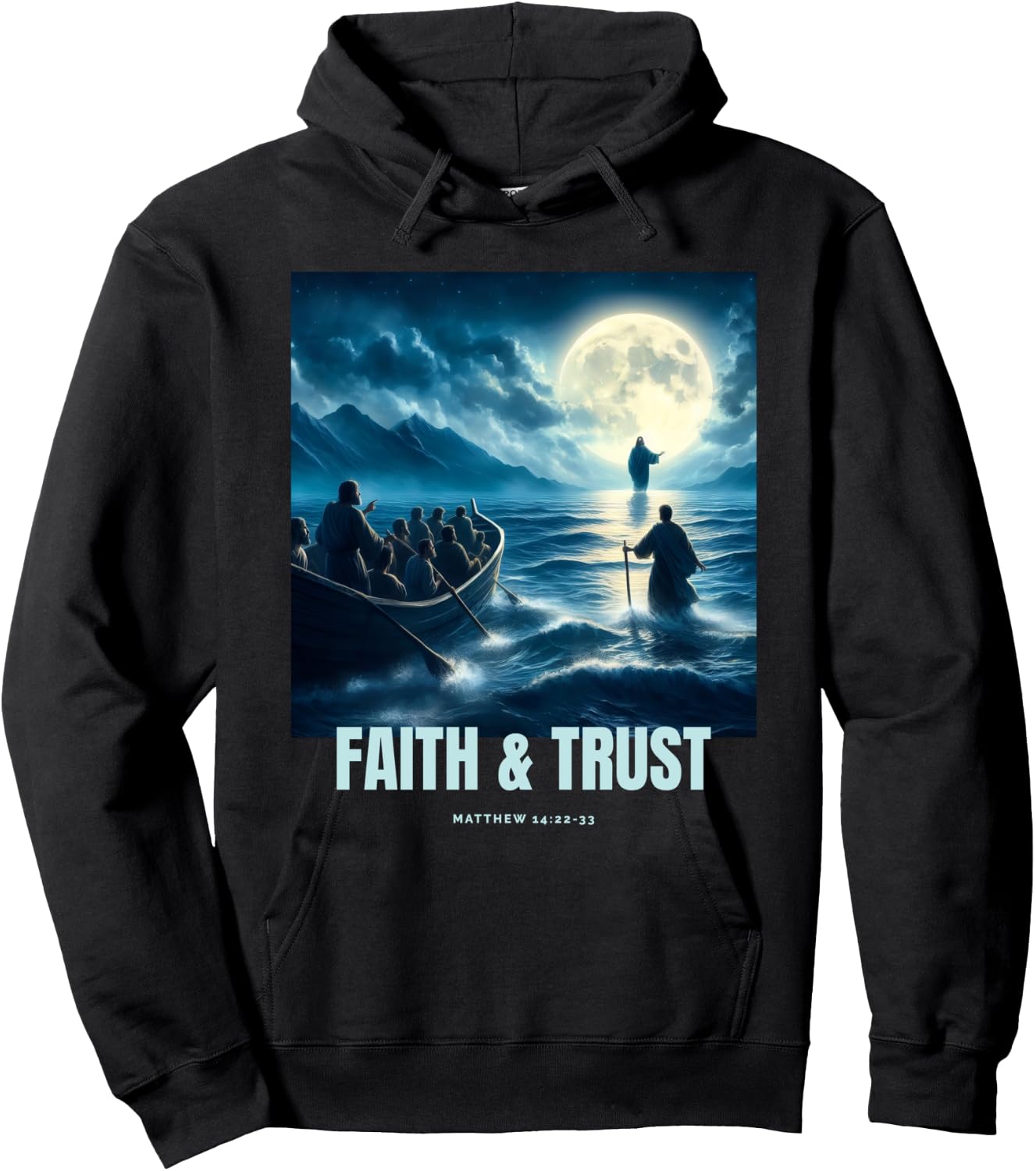 Faith Inspired Image Of Jesus Walking On Water Hoodie - Hoodie | Black
