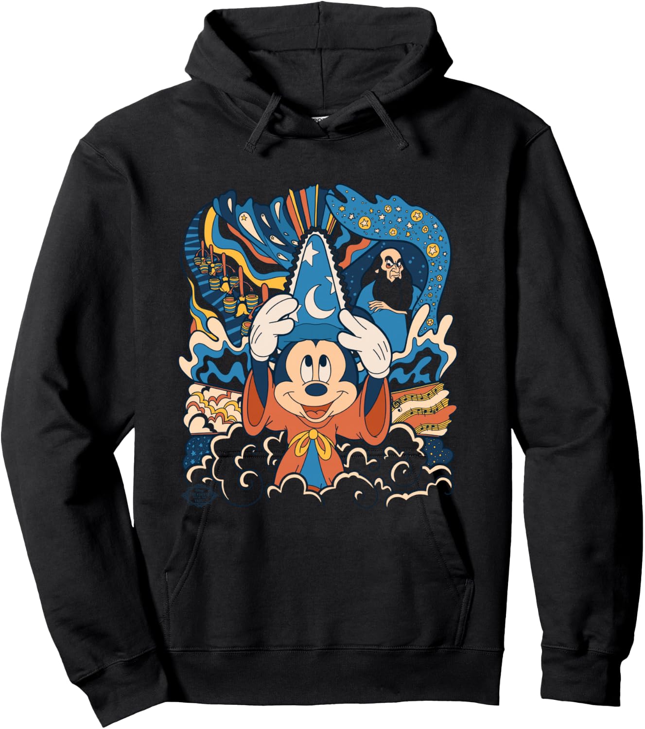 Disney Fantasia Mickey Mouse Sorcerer’s Apprentice Retro Hoodie - Hoodie | Black