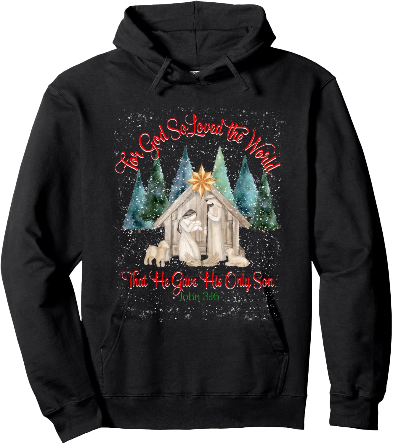 For God So Loved The World John 3:16 Christmas Nativity Hoodie - Hoodie | Black