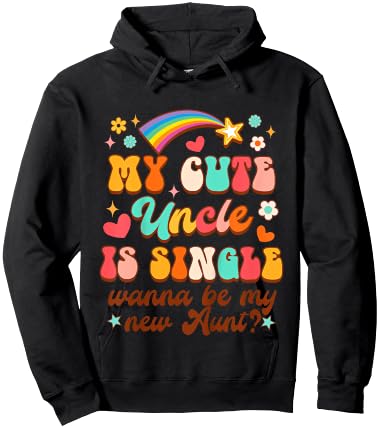 Kids Funny Baby My Cute Uncle Is Single Wanna Be My New Aunt Hoodie - Hoodie | Black