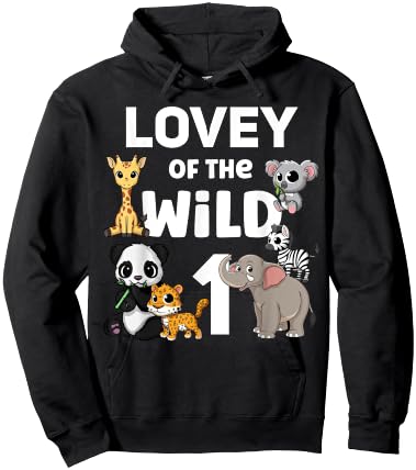 Lovey of the Wild One Zoo 1st Birthday Party Safari Jungle Hoodie - Hoodie | Black