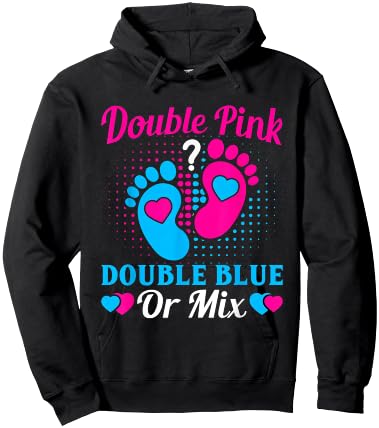 Double Pink Double Blue Mix Twin Gender Announcement Reveal Hoodie - Hoodie | Black