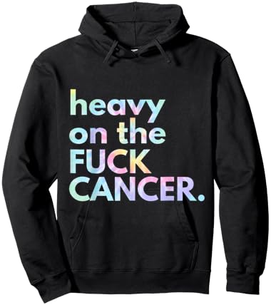 Matching Tie Dye Gift Heavy On The Fuck Cancer Black -Adults Small Classic Fit Short Sleeve Modern Collarless U-Neck Cancer Awareness Hoodie - Hoodie | Black