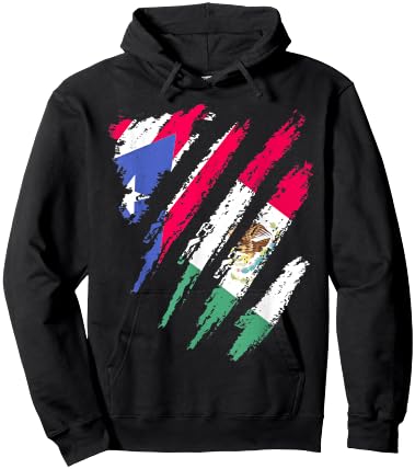 Puerto Rico Flag Mexico Grown Patriot Country Stripes Hoodie - Hoodie | Black