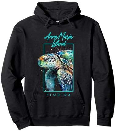 Anna Maria Island Souvenirs Florida Sea Turtle Portrait Hoodie - Hoodie | Black