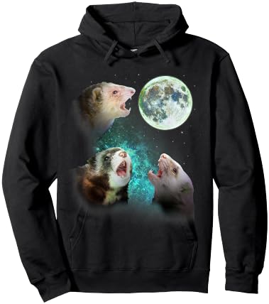 Three Ferrets Howl At Moon 3 Wolfs Wolves - Funny Parody Hoodie - Hoodie | Black