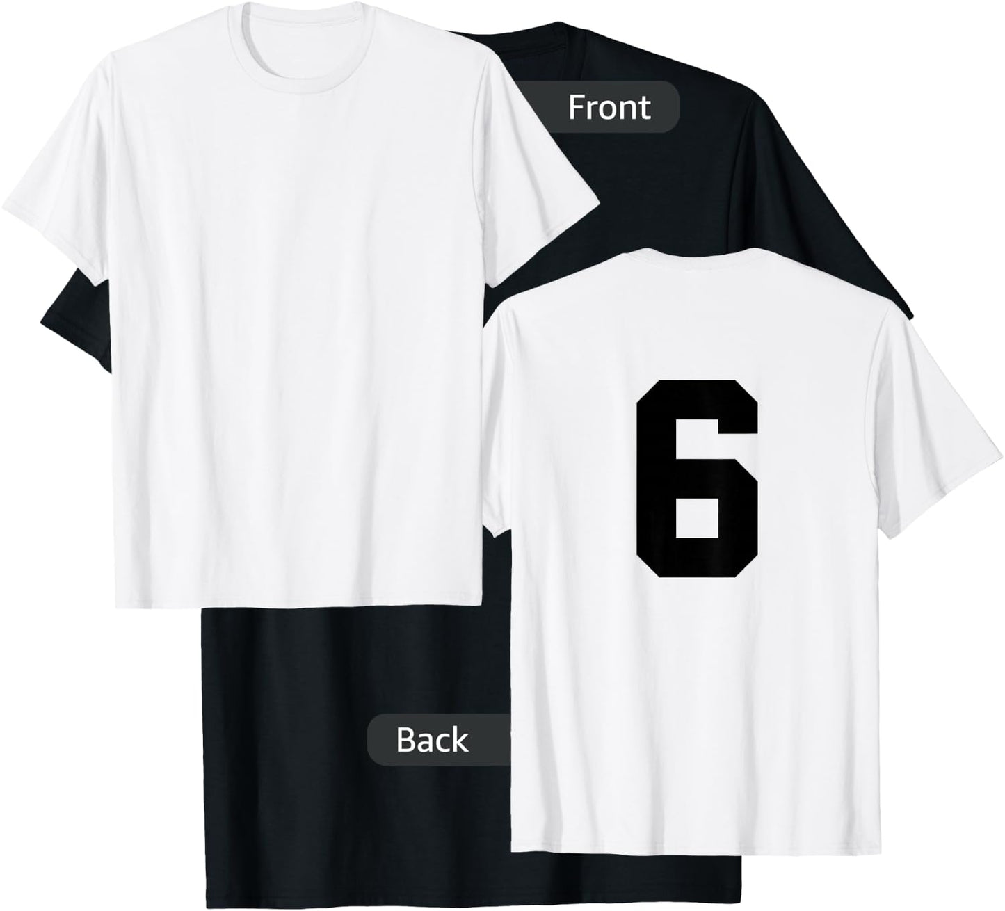 Number 6 (on Back) Sports Team Jersey Number T-Shirt - T-Shirt | Black