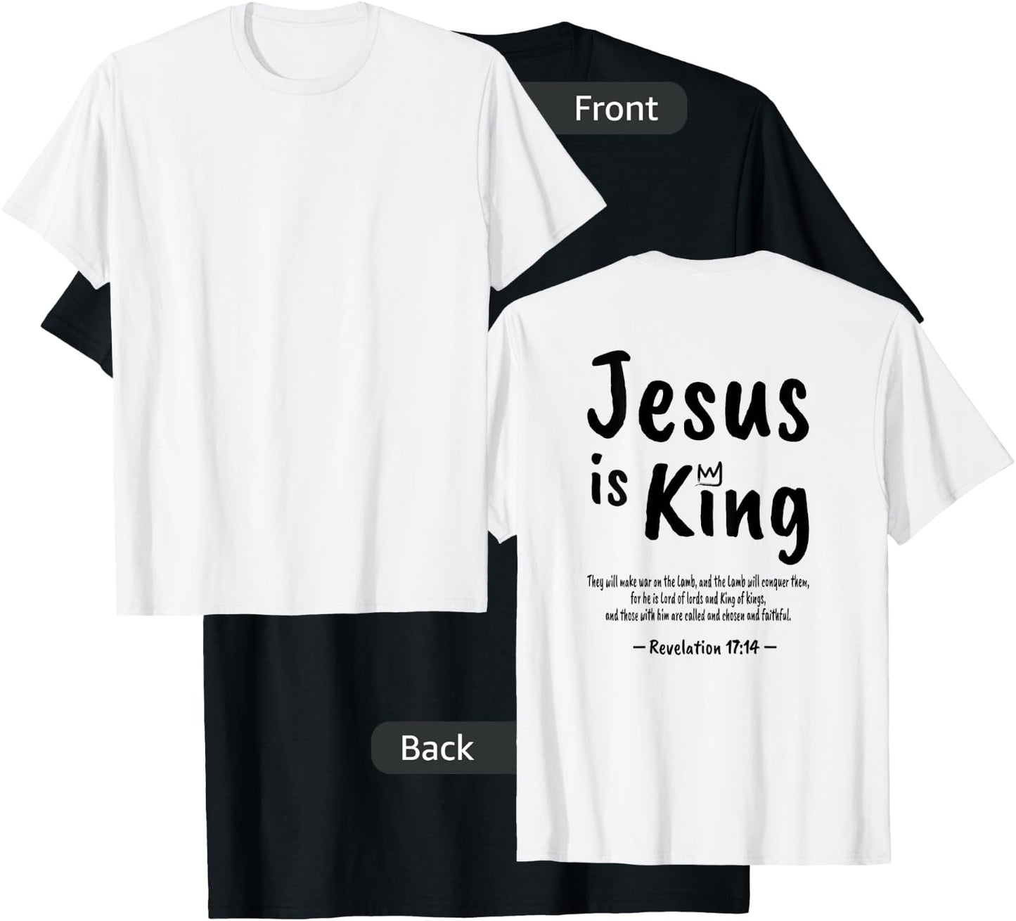 Christian Faith Revelation 17:14 Jesus Is King Christianity T-Shirt - T-Shirt | Black