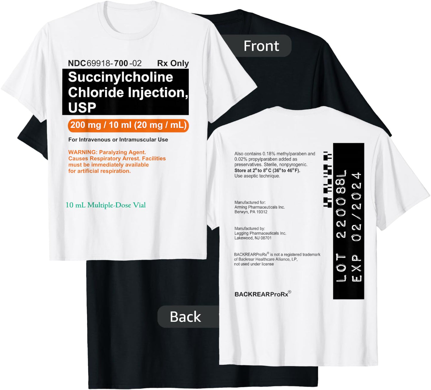 Succinylcholine Sux Anesthesia CRNA Medication Paralytic T-Shirt - T-Shirt | Black