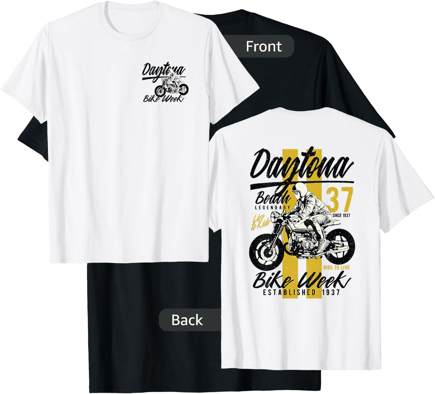 Daytona Beach Bike Week Retro Distressed Motorcycle Design Men Women Kids T-Shirt - T-Shirt | Black