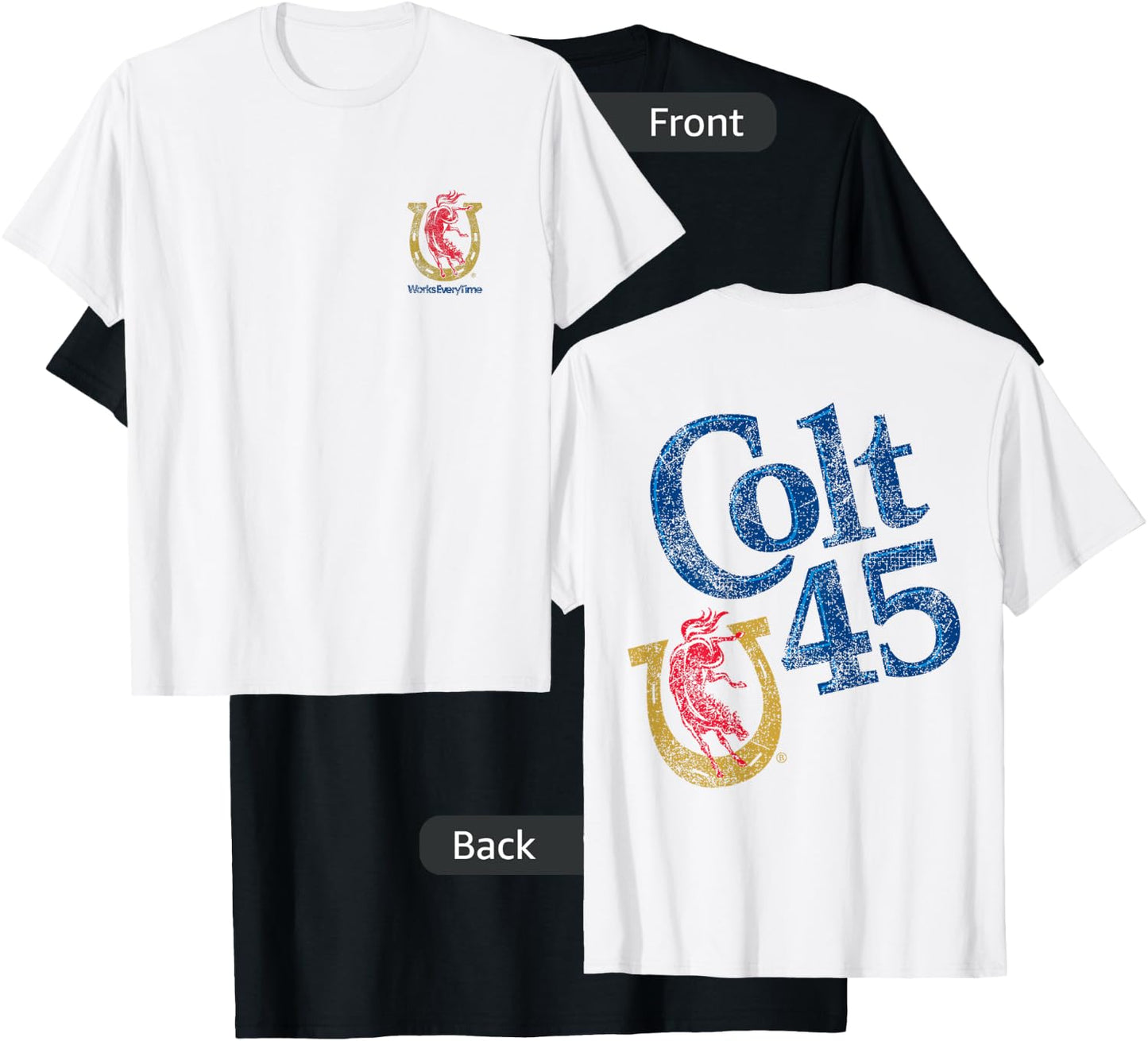 Colt 45 Beer Works Everytime - Vintage Authentic Design T-Shirt - T-Shirt | Black