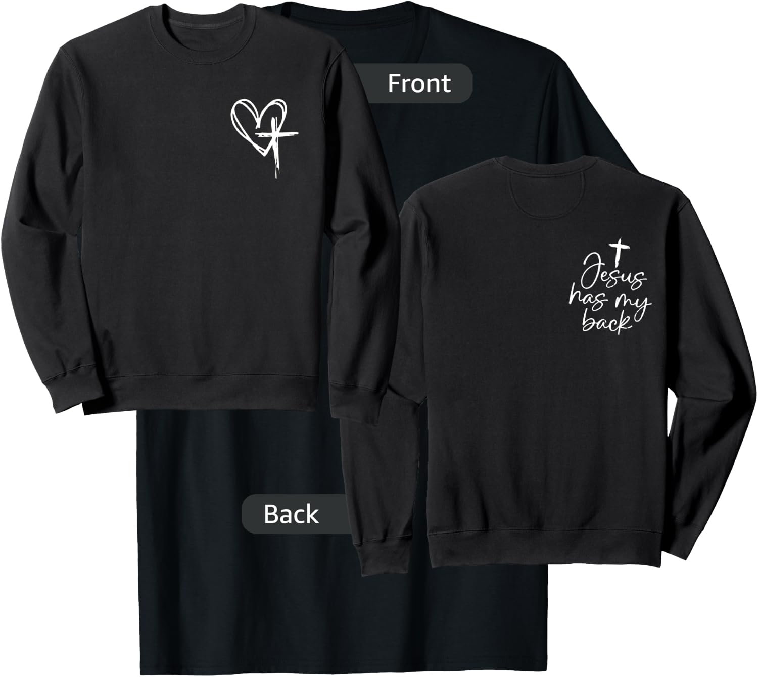Jesus Has My Back T-Shirt - T-Shirt | Black