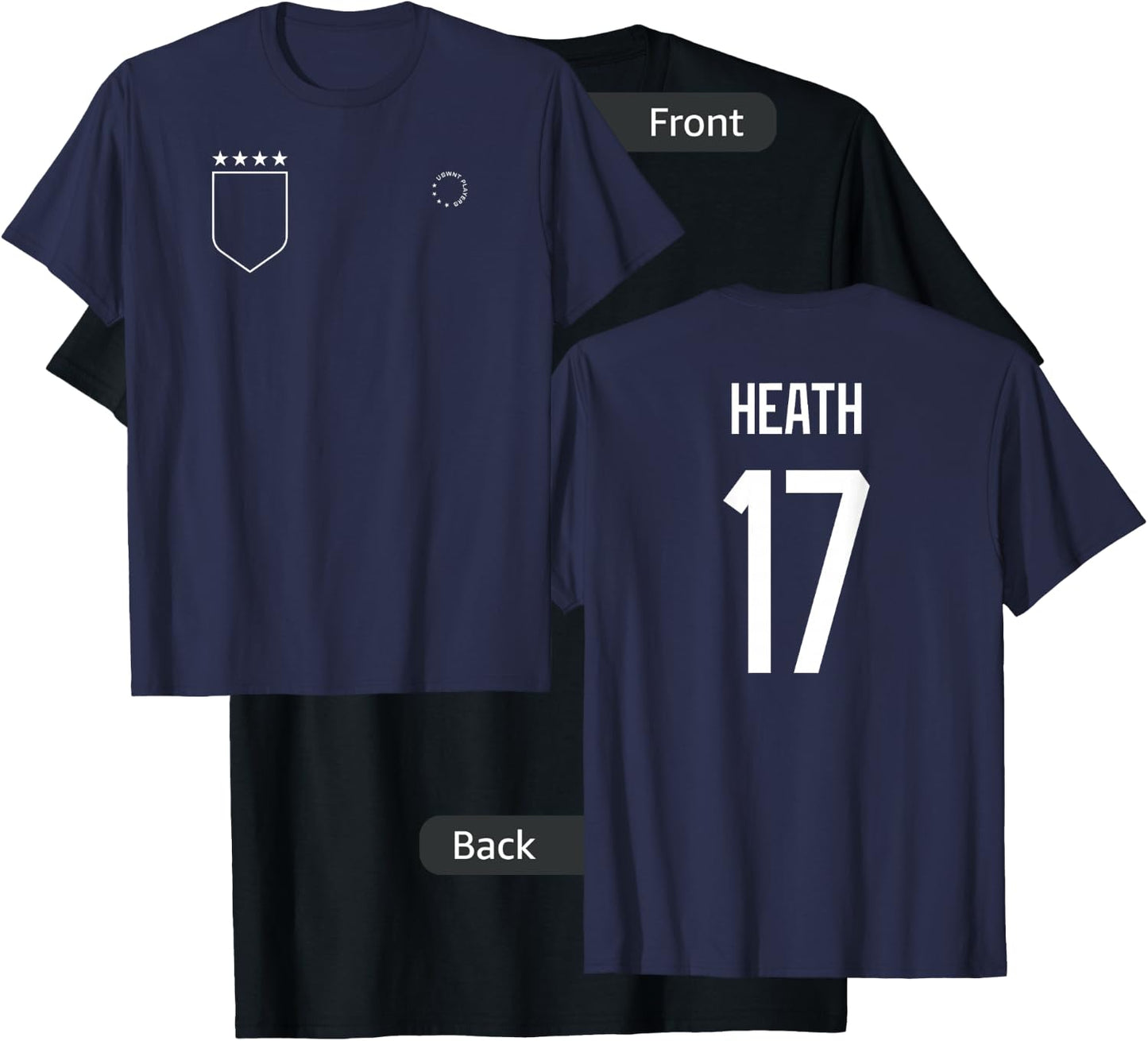 Tobin Heath: Name & Number on Back - USWNT Soccer T-Shirt - T-Shirt | Black