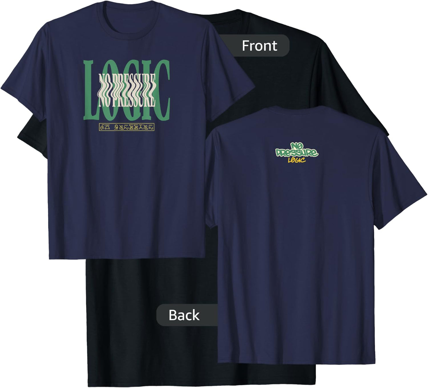Logic No Pressure Wavy Navy T-Shirt - T-Shirt | Black