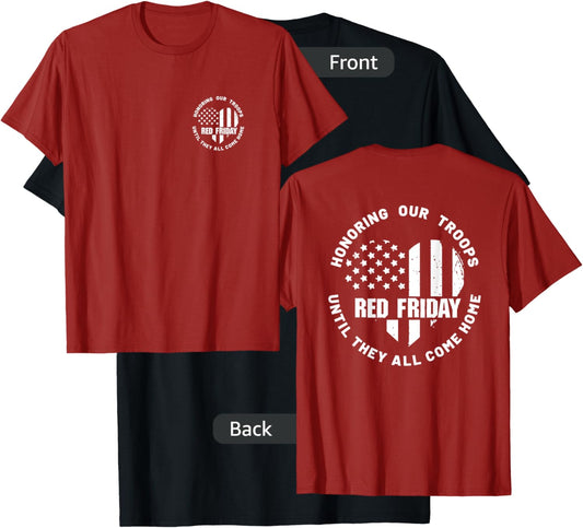 (2 Sided Print) Wear Red on Friday - US Military Deployed T-Shirt - T-Shirt | Black