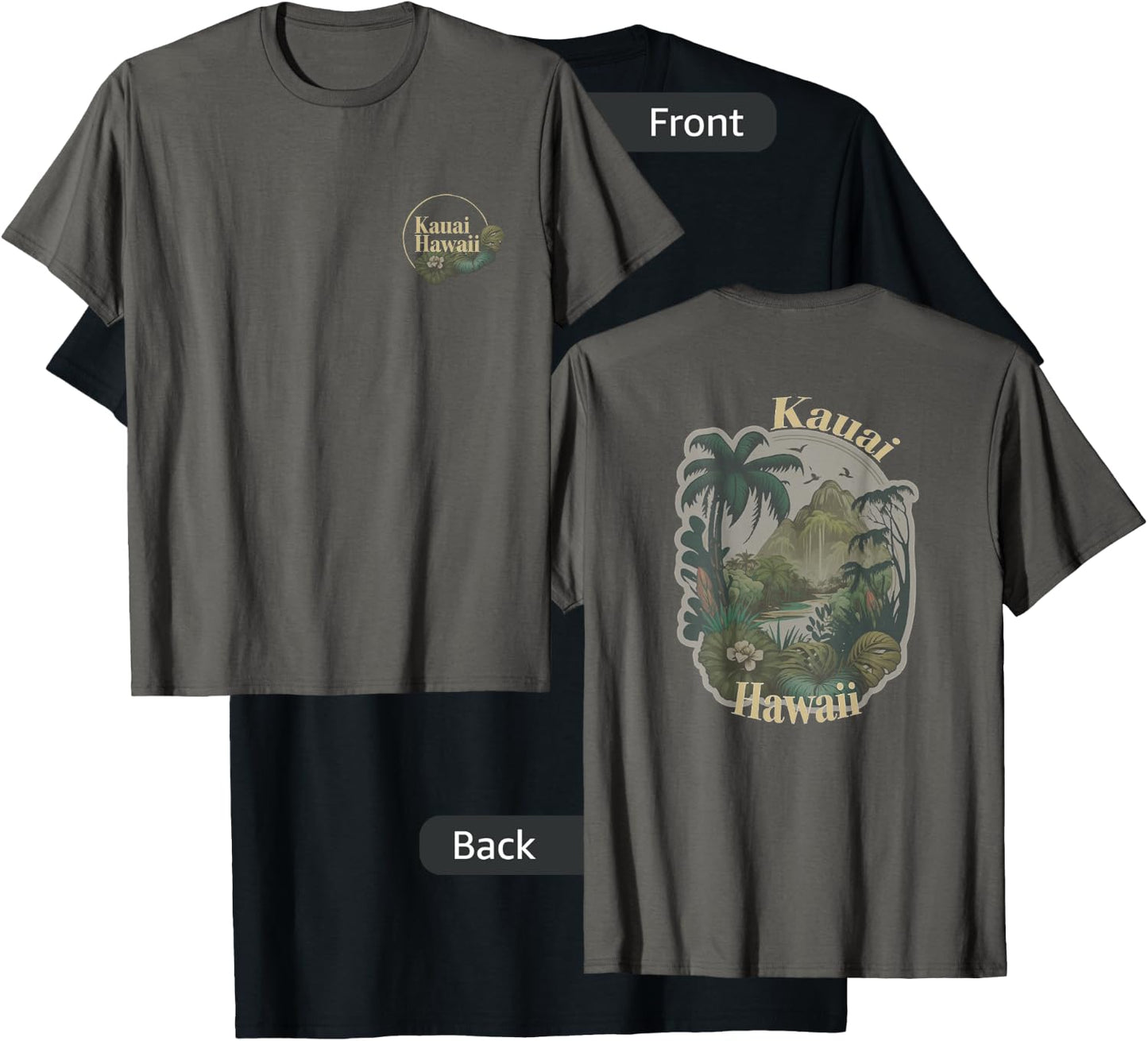 Best Hawaiian Gifts Ideas Kauai Tropical Vintage Hawaiian Women's Grey Classic Fit Short Sleeve Small T-Shirt - T-Shirt | Black
